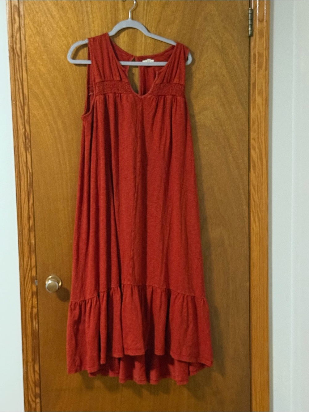 Wonderly burnt orange Sleeveless Tiered Casual Dress